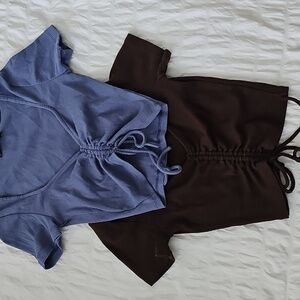 Zara Ruched V-Neck Blouse